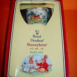 Royal Doulton Bunnykins Baby Set with Red and Blue Accents